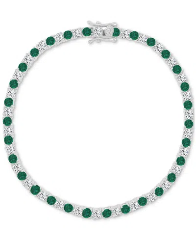Macy's Round-cut Cubic Zirconia Bracelet In Sterling Silver In Green