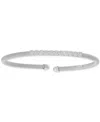 Macy's Round-cut Cubic Zirconia Mesh Cuff Bracelet In Sterling Silver Or 14k Gold Or 14k Rose Gold Over Ste In Silver
