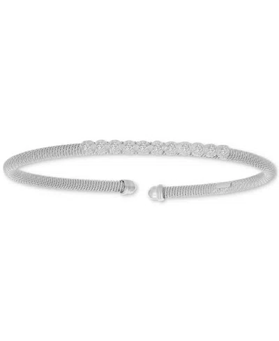 Macy's Round-cut Cubic Zirconia Mesh Cuff Bracelet In Sterling Silver Or 14k Gold Or 14k Rose Gold Over Ste