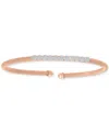 Macy's Round-cut Cubic Zirconia Mesh Cuff Bracelet In Sterling Silver Or 14k Gold Or 14k Rose Gold Over Ste In Gold