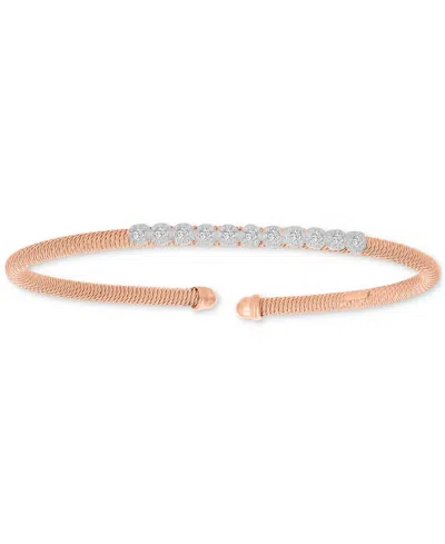 Macy's Round-cut Cubic Zirconia Mesh Cuff Bracelet In Sterling Silver Or 14k Gold Or 14k Rose Gold Over Ste