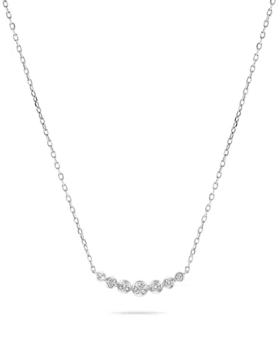 Macy's Round Diamond Cable Chain Pendant Necklace (1/4 Ct. T.w.) In 14k White Gold In Silver