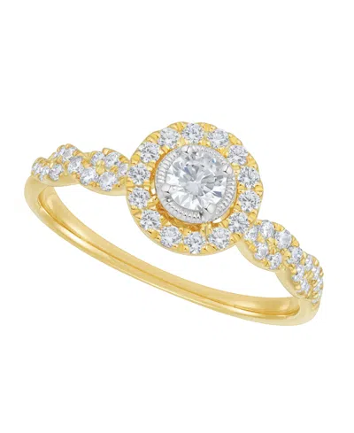 Macy's Round Diamond Halo Ring (1/2 Ct. T.w.) In 10k Yellow Gold
