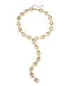 Macy's Round Stone 'y' 14k Gold Plate Necklace