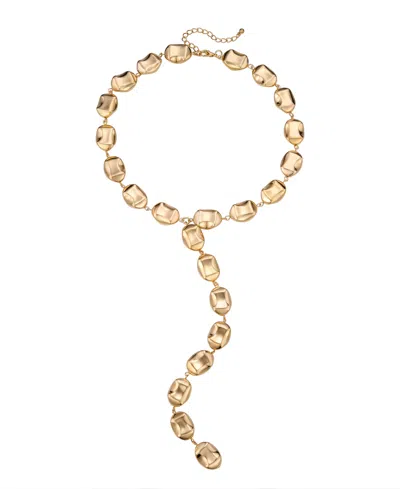 Macy's Round Stone 'y' 14k Gold Plate Necklace