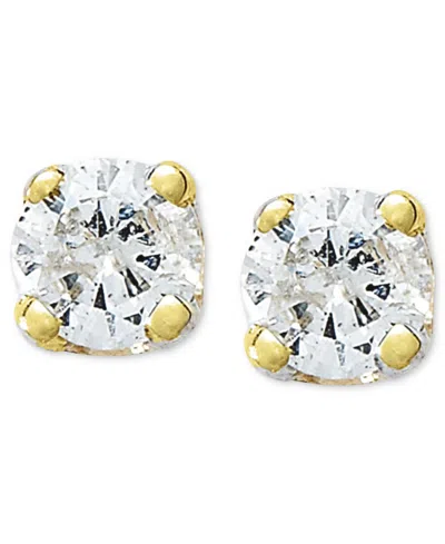 Macy's Round-cut Diamond Accent Stud Earrings In 10k Gold In Yellow Gold