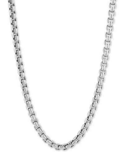 Macy's Rounded Box Link 24" Chain Necklace In Sterling Silver