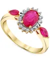 Macy's Ruby (1-1/2 Ct. T.w.) & Diamond (1/6 Ct. T.w.) Halo Ring In 14k Gold In Ruby