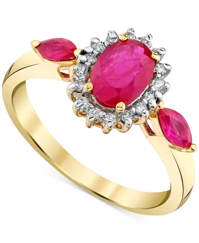 Macy's Ruby (1-1/2 Ct. T.w.) & Diamond (1/6 Ct. T.w.) Halo Ring In 14k Gold