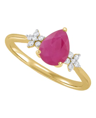 Macy's Ruby (1-1/3 Ct. T.w.) & Diamond (1-1/10 Ct. T.w.) Ring In 10k Yellow Gold (also Available In Emerald In Red