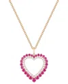 Macy's Ruby (1-1/4 Ct. T.w.) & Diamond (1/4 Ct. T.w.) Heart 18" Pendant Necklace In 14k Gold In Ruby