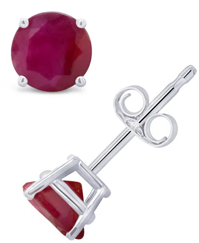 Macy's Ruby (1-1/5 Ct. T.w.) Stud Earrings In 14k White Gold. Also Available In 14k Yellow Gold In Ruby,white Gold
