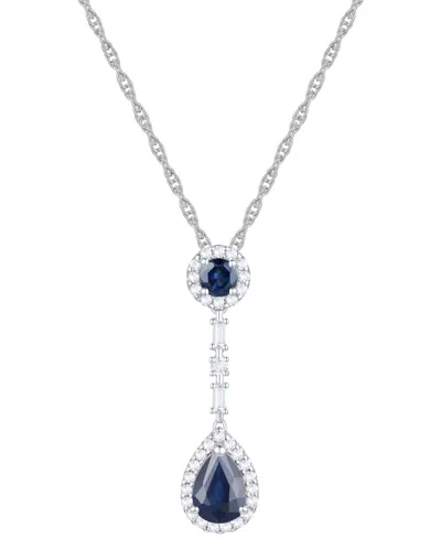 Macy's Ruby (1-1/6 Ct. T.w.) & Diamond (1/4 Ct. T.w.) 18" Lariat Necklace In 14k Gold In Blue