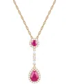 Macy's Ruby (1-1/6 Ct. T.w.) & Diamond (1/4 Ct. T.w.) 18" Lariat Necklace In 14k Gold In Red