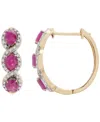 Macy's Ruby (1-3/8 Ct. T.w.) And Diamond (1/6 Ct. T.w.) Infinity Hoop Earrings In 14k Gold-plated Over Ster In Pink