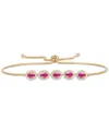 Macy's Ruby (1-5/8 Ct. T.w.) & Diamond (1/3 Ct. T.w.) Halo Bolo Bracelet In 14k Gold In Ruby