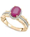 Macy's Ruby (1-7/8 Ct. T.w.) & Diamond (1/5 Ct. T.w.) Oval Halo Ring In 14k Gold In Ruby