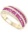 Macy's Ruby (1 Ct. T.w.) & Diamond (1/2 Ct. T.w.) Multirow Band In 14k Gold In Ruby