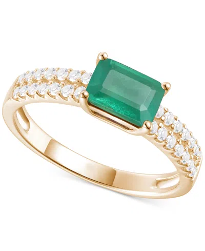 Macy's Ruby (1 Ct. T.w.) & Diamond (1/4 Ct. T.w.) Double Row Ring In 14k Gold (also In Emerald & Sapphire) In Green