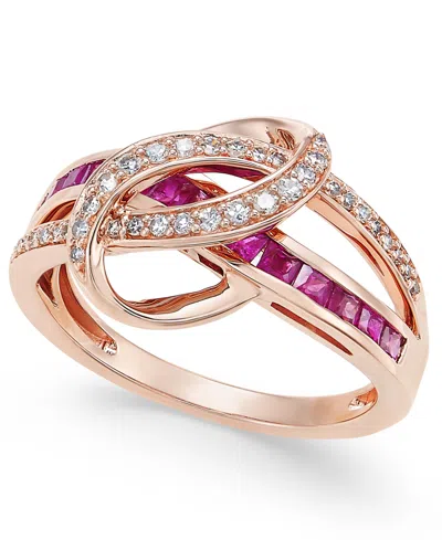 Macy's Ruby (1 Ct. T.w.) And Diamond (1/5 Ct. T.w.) Swirl Ring In 14k Gold (also Available In Emerald)