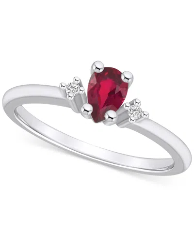 Macy's Ruby (1/2 Ct. T.w.) & Diamond Accent Pear Ring In 14k Gold In White Gold