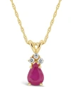 Macy's Ruby (1/2 Ct. T.w.) And Diamond Accent Pendant Necklace In 14k Yellow Gold (also In Sapphire & Emera In Ruby