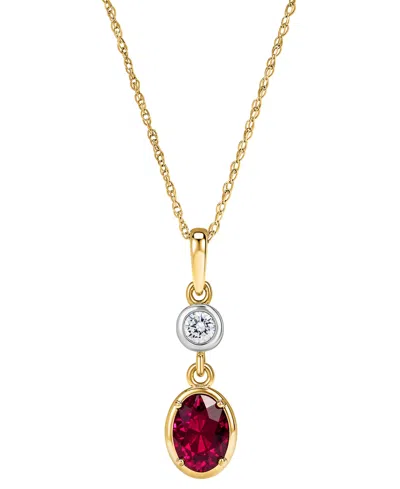 Macy's Ruby (1.45 Ct. T.w.) & Diamond (1/10 Ct. T.w.) Pendant Necklace In 14k Yellow Gold