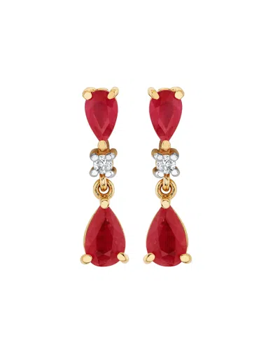 Macy's Ruby (1-5/8 Ct. T.w.) & Diamond Accent Drop Earrings In 10k Yellow Gold In Multi