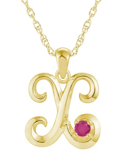 Macy's Ruby (1/6 Ct. T.w.) Initial Pendant Necklace In 10k White Gold (also Available 10k Yellow Gold)