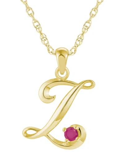 Macy's Ruby (1/6 Ct. T.w.) Initial Pendant Necklace In 10k White Gold (also Available 10k Yellow Gold)