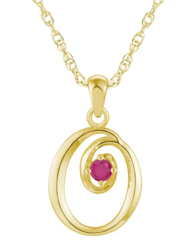 Macy's Ruby (1/6 Ct. T.w.) Initial Pendant Necklace In 10k White Gold (also Available 10k Yellow Gold)