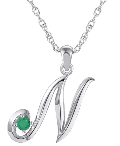 Macy's Ruby (1/6 Ct. T.w.) Initial Pendant Necklace In 10k White Gold (also Available 10k Yellow Gold) In Gray