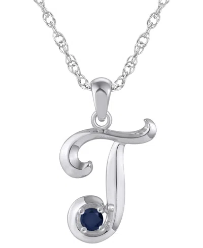 Macy's Ruby (1/6 Ct. T.w.) Initial Pendant Necklace In 10k White Gold (also Available 10k Yellow Gold) In Gray