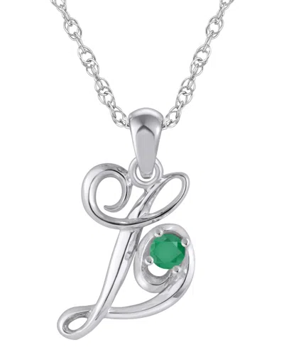 Macy's Ruby (1/6 Ct. T.w.) Initial Pendant Necklace In 10k White Gold (also Available 10k Yellow Gold) In Metallic