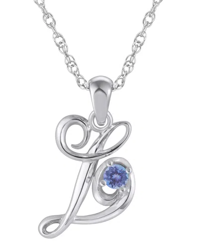 Macy's Ruby (1/6 Ct. T.w.) Initial Pendant Necklace In 10k White Gold (also Available 10k Yellow Gold) In Metallic