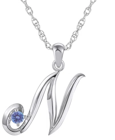 Macy's Ruby (1/6 Ct. T.w.) Initial Pendant Necklace In 10k White Gold (also Available 10k Yellow Gold) In Metallic