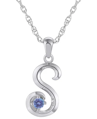 Macy's Ruby (1/6 Ct. T.w.) Initial Pendant Necklace In 10k White Gold (also Available 10k Yellow Gold) In Metallic
