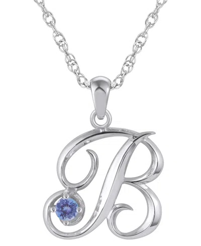 Macy's Ruby (1/6 Ct. T.w.) Initial Pendant Necklace In 10k White Gold (also Available 10k Yellow Gold) In Metallic
