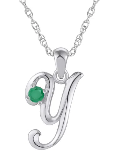 Macy's Ruby (1/6 Ct. T.w.) Initial Pendant Necklace In 10k White Gold (also Available 10k Yellow Gold) In Metallic