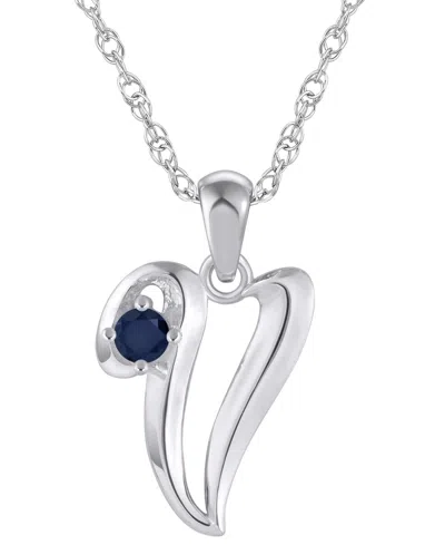 Macy's Ruby (1/6 Ct. T.w.) Initial Pendant Necklace In 10k White Gold (also Available 10k Yellow Gold) In Multi