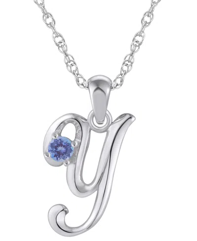 Macy's Ruby (1/6 Ct. T.w.) Initial Pendant Necklace In 10k White Gold (also Available 10k Yellow Gold) In Neutral
