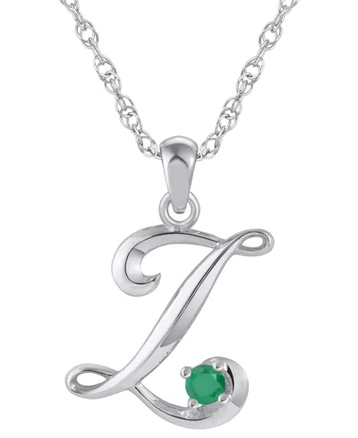 Macy's Ruby (1/6 Ct. T.w.) Initial Pendant Necklace In 10k White Gold (also Available 10k Yellow Gold) In Silver
