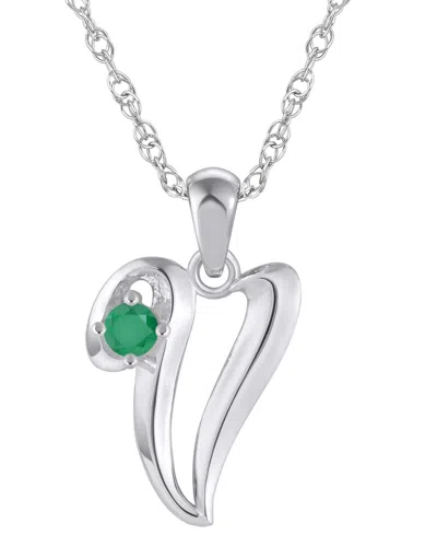 Macy's Ruby (1/6 Ct. T.w.) Initial Pendant Necklace In 10k White Gold (also Available 10k Yellow Gold) In Silver