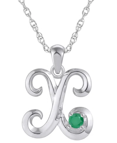 Macy's Ruby (1/6 Ct. T.w.) Initial Pendant Necklace In 10k White Gold (also Available 10k Yellow Gold) In Silver