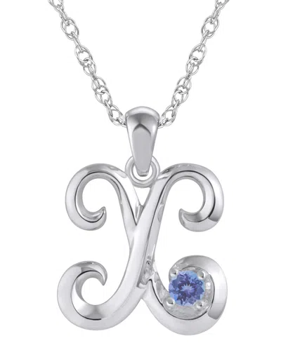 Macy's Ruby (1/6 Ct. T.w.) Initial Pendant Necklace In 10k White Gold (also Available 10k Yellow Gold) In Silver