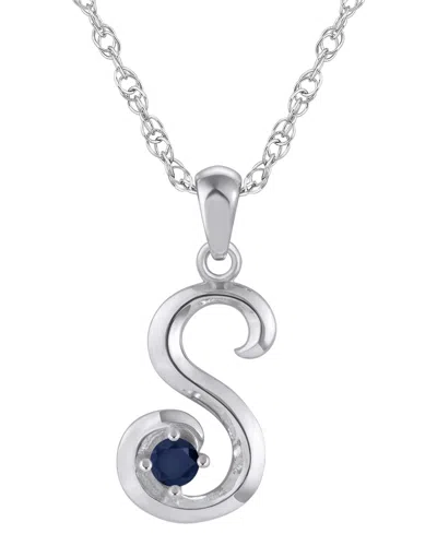 Macy's Ruby (1/6 Ct. T.w.) Initial Pendant Necklace In 10k White Gold (also Available 10k Yellow Gold) In Silver