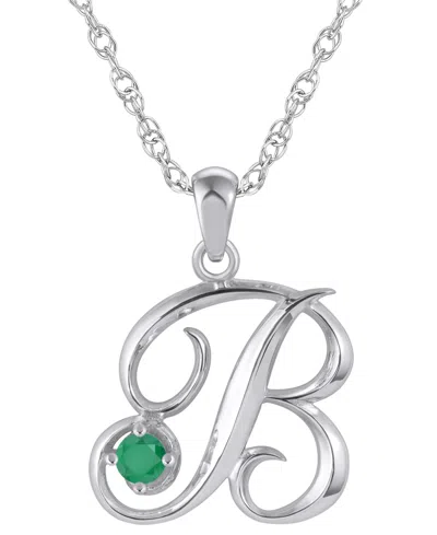 Macy's Ruby (1/6 Ct. T.w.) Initial Pendant Necklace In 10k White Gold (also Available 10k Yellow Gold) In Silver