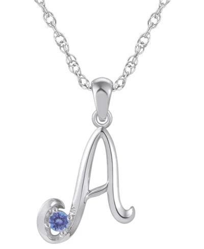 Macy's Ruby (1/6 Ct. T.w.) Initial Pendant Necklace In 10k White Gold (also Available 10k Yellow Gold) In Silver