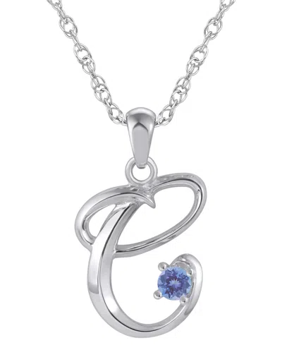 Macy's Ruby (1/6 Ct. T.w.) Initial Pendant Necklace In 10k White Gold (also Available 10k Yellow Gold) In Silver
