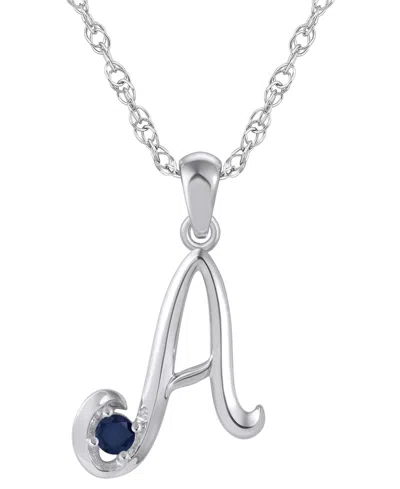 Macy's Ruby (1/6 Ct. T.w.) Initial Pendant Necklace In 10k White Gold (also Available 10k Yellow Gold) In Silver